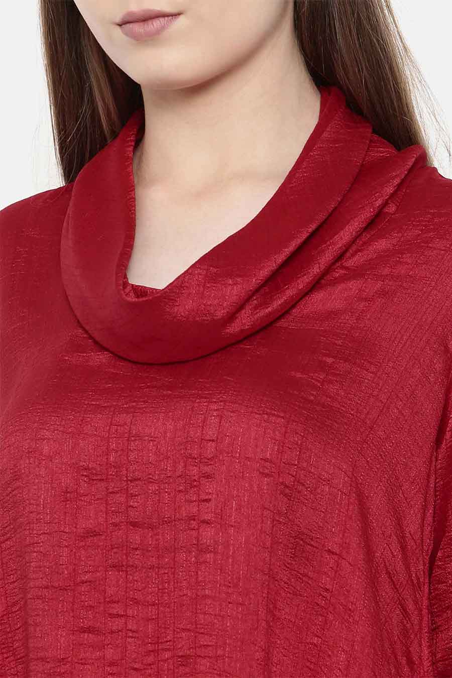 Red Cowl Neck Dress