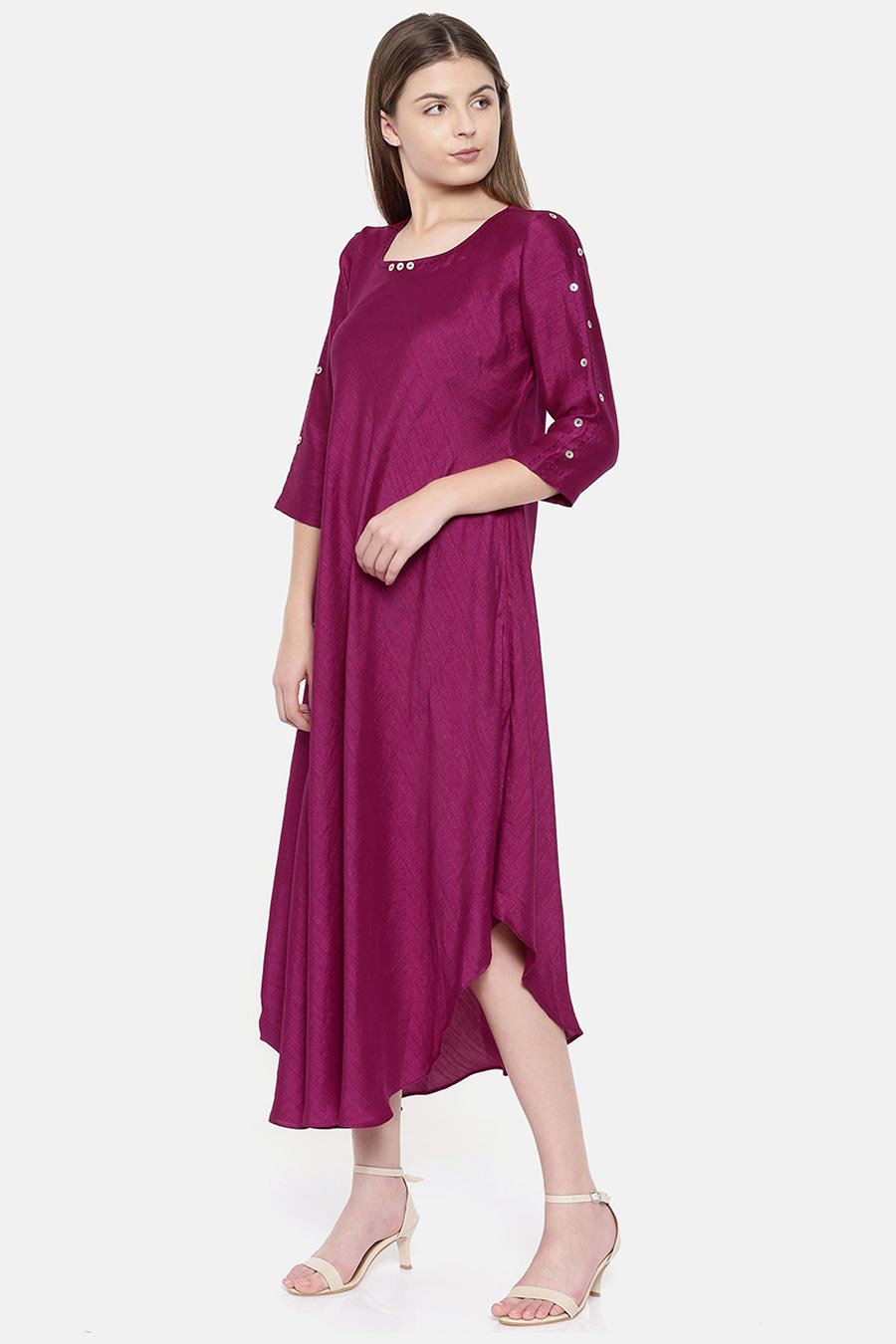 Wine Bias Slub Dress