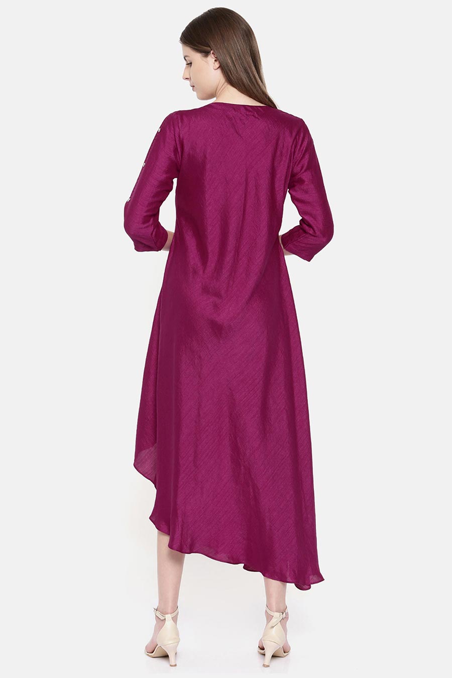 Wine Bias Slub Dress