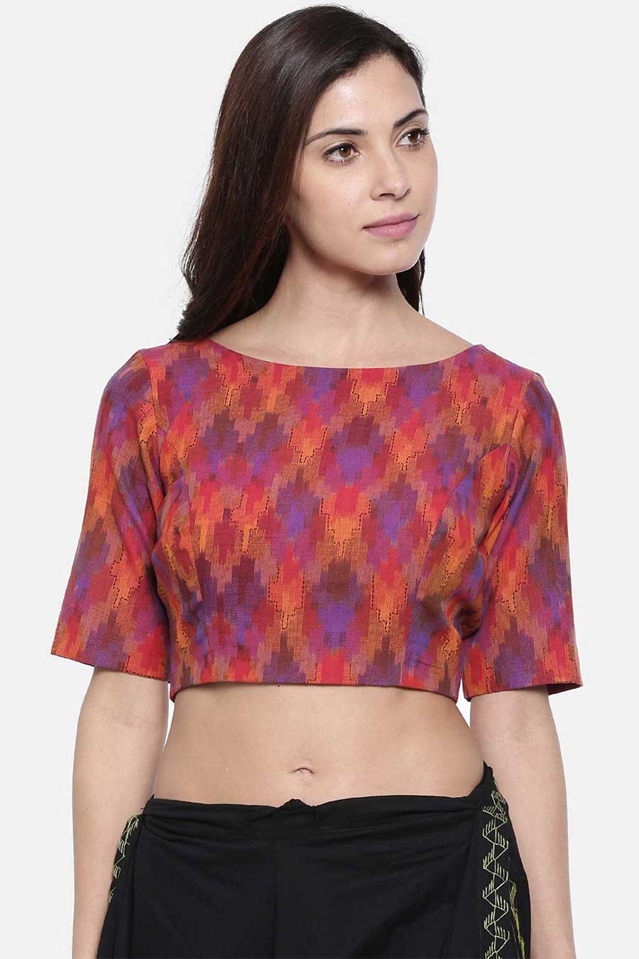 Ikat Weave Embroidered Blouse