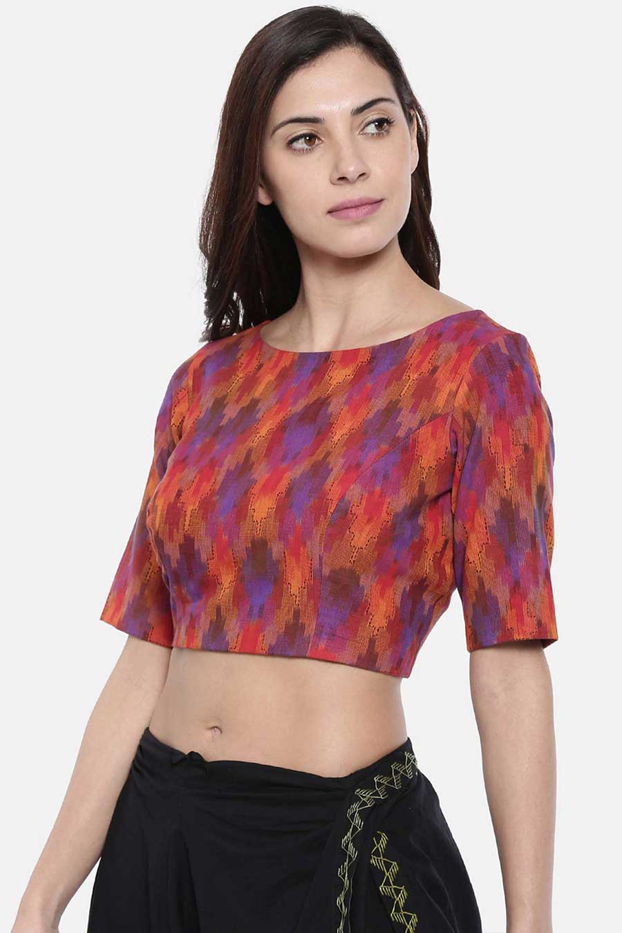 Ikat Weave Embroidered Blouse