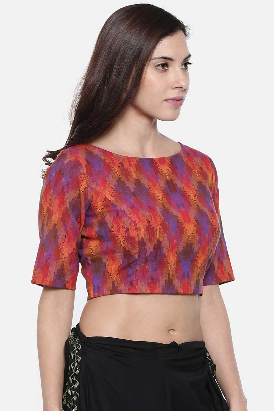 Ikat Weave Embroidered Blouse