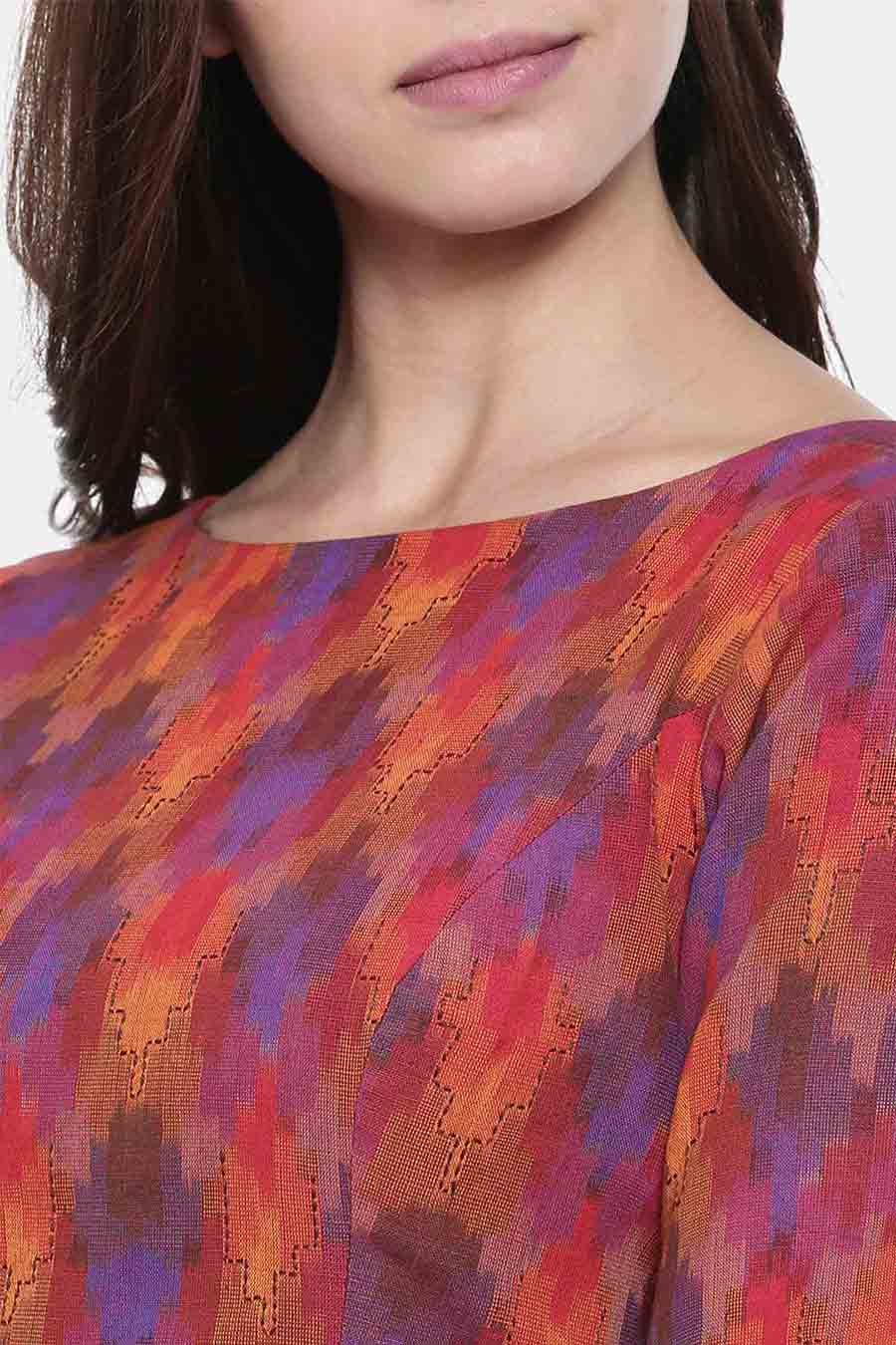 Ikat Weave Embroidered Blouse