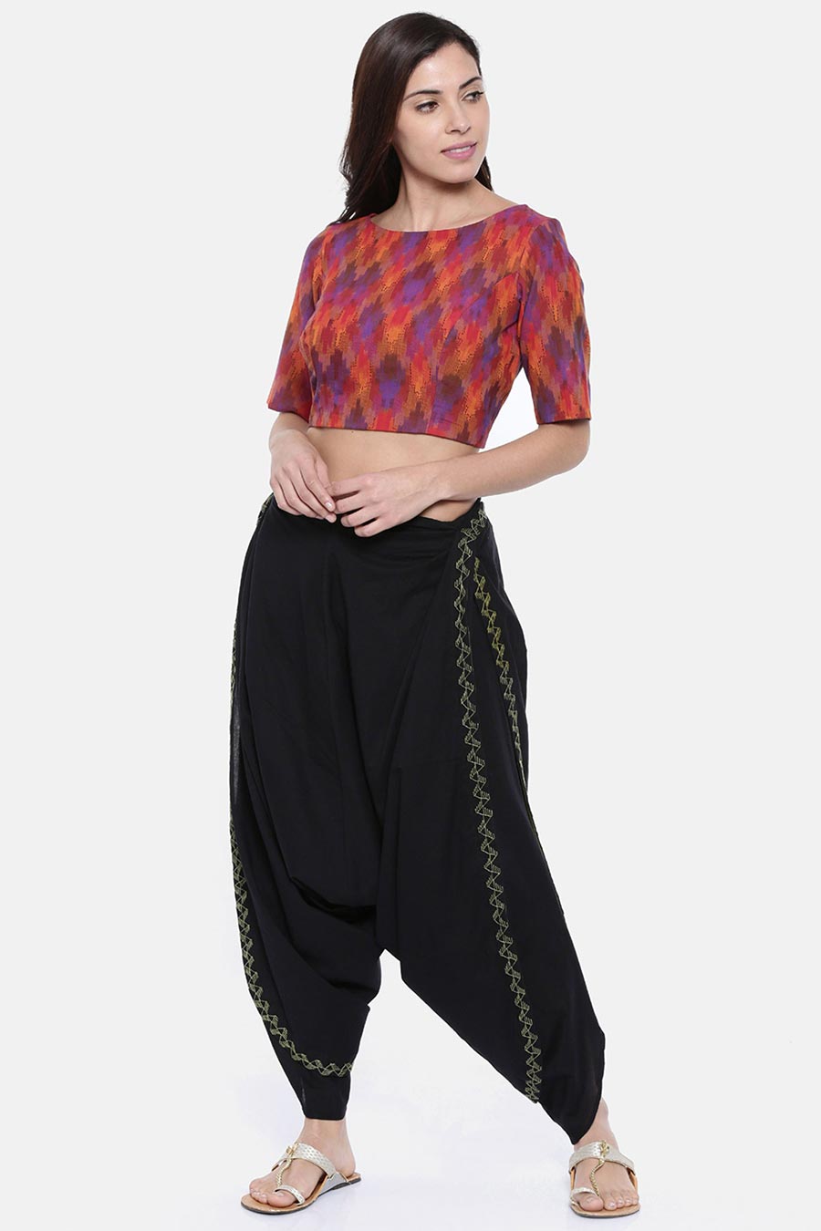 Ikat Weave Embroidered Blouse