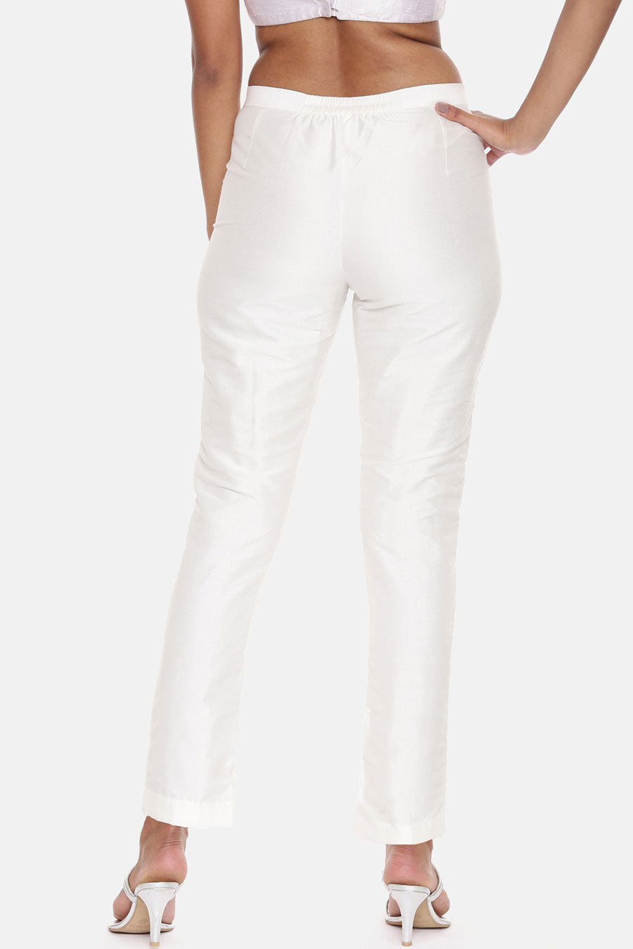 White Embroidered Pants