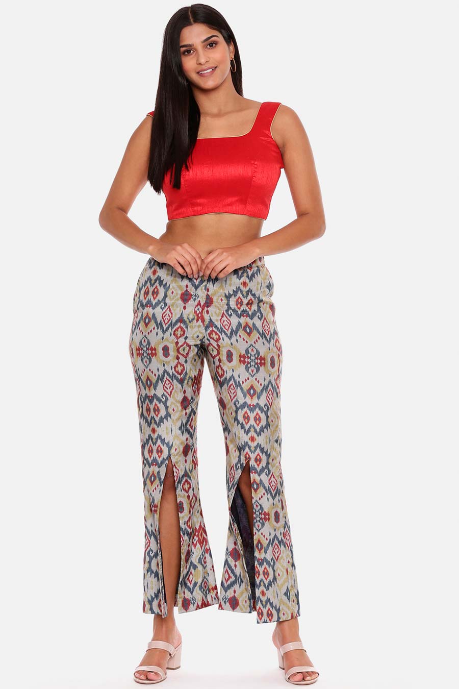 Beige Printed Pants