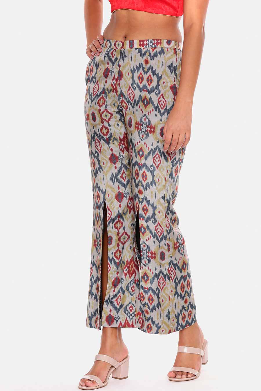Beige Printed Pants
