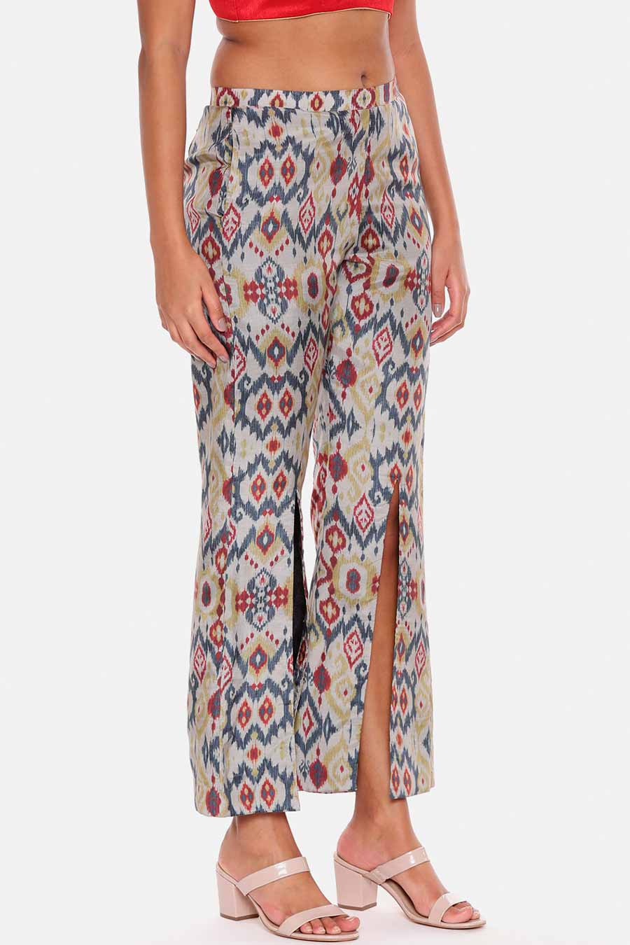 Beige Printed Pants