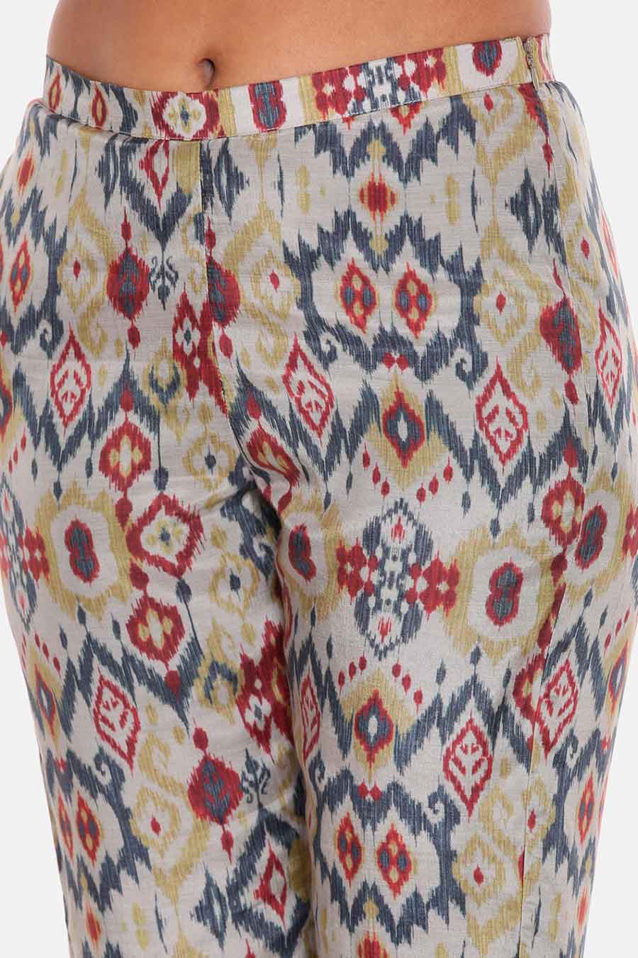 Beige Printed Pants