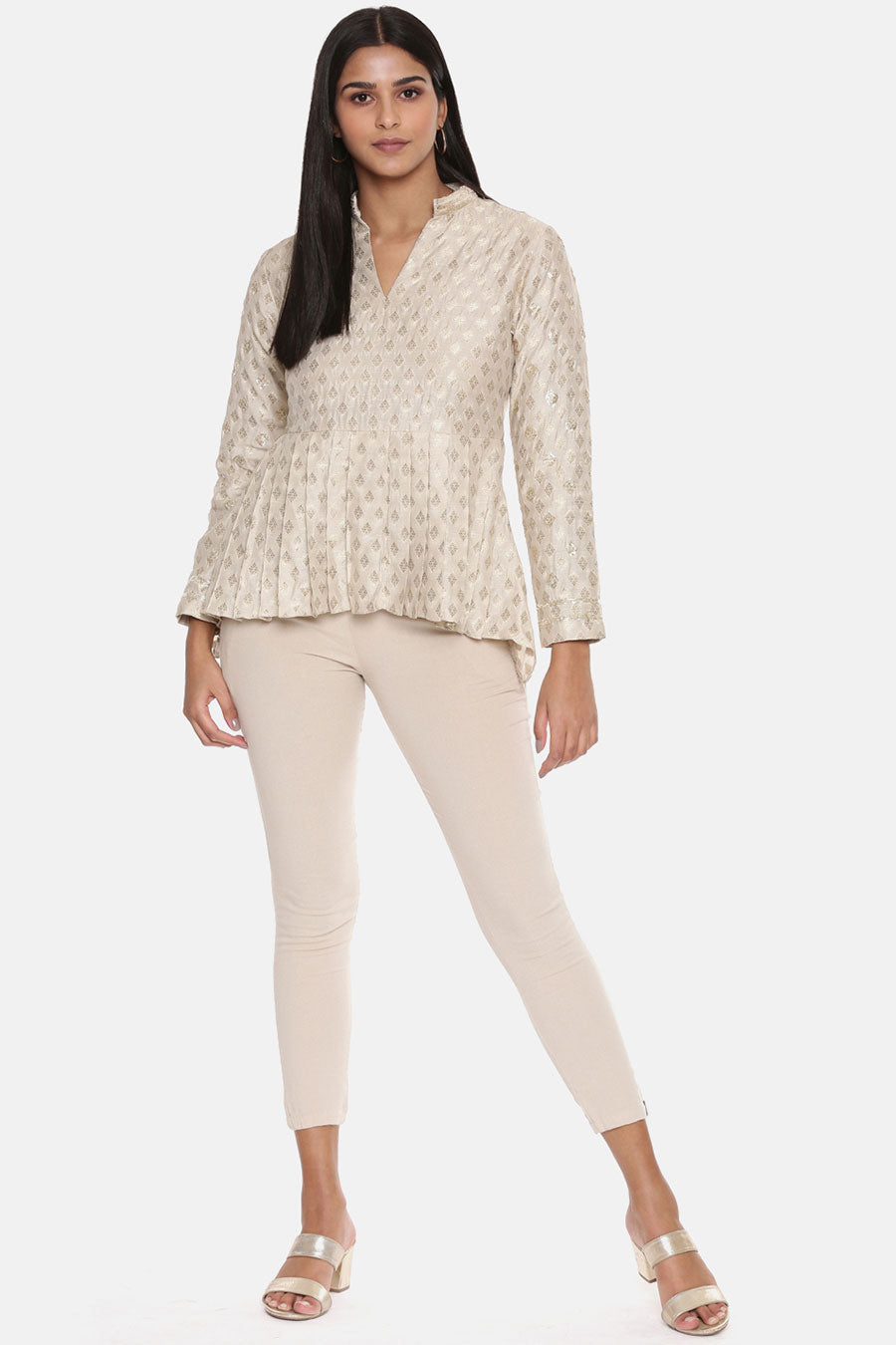 Beige Jaquard Top