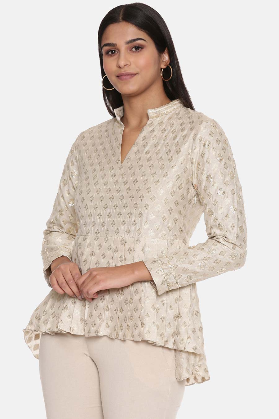 Beige Jaquard Top