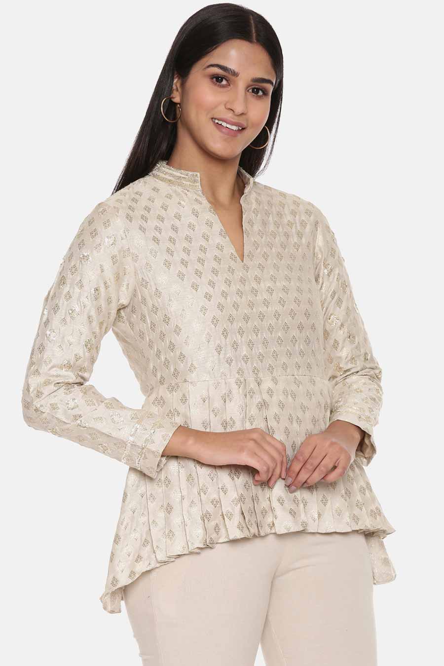 Beige Jaquard Top