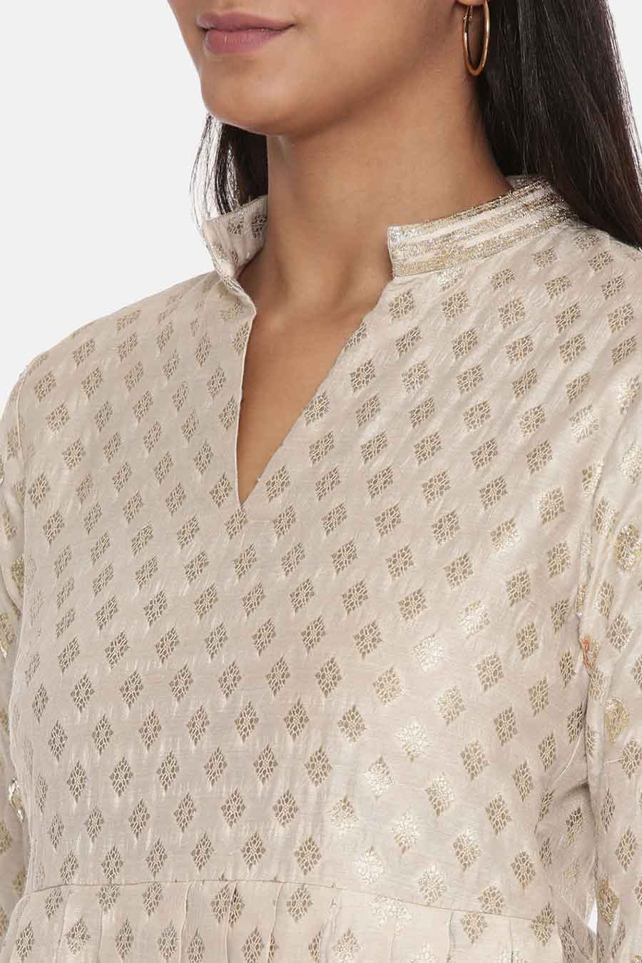 Beige Jaquard Top