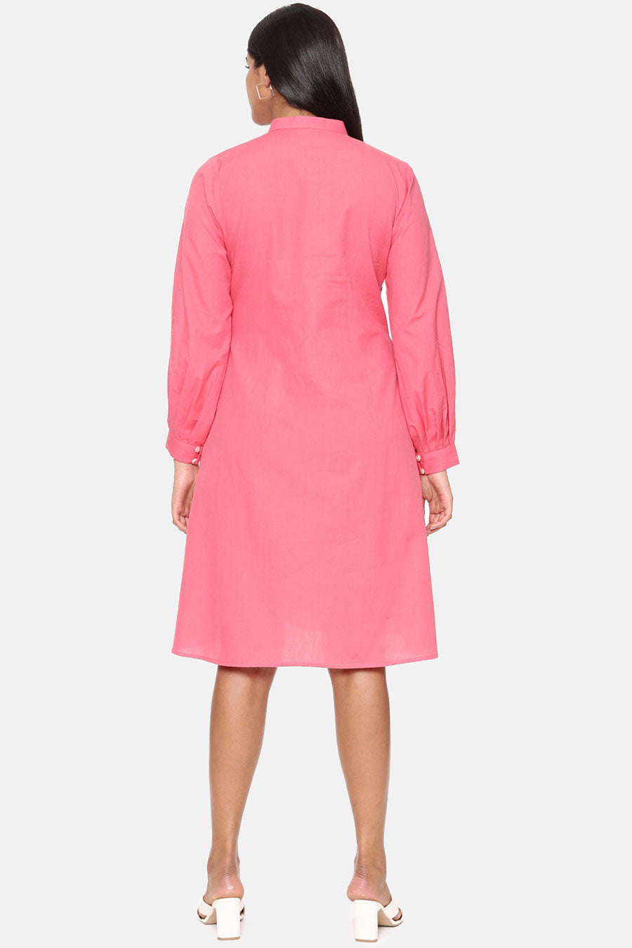 Pink Cotton Pleated Dress