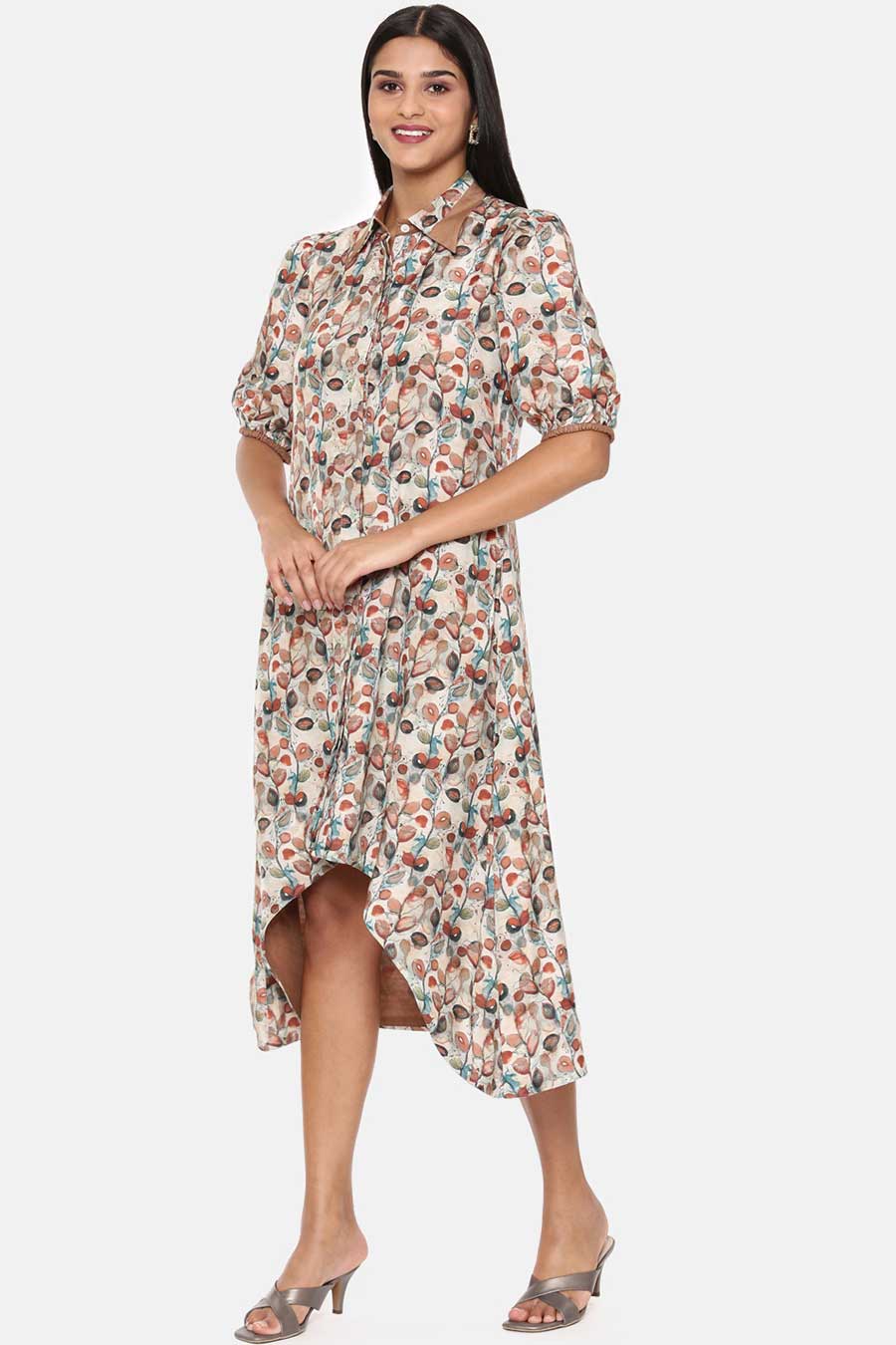 Multicolour Printed Muslin Dress