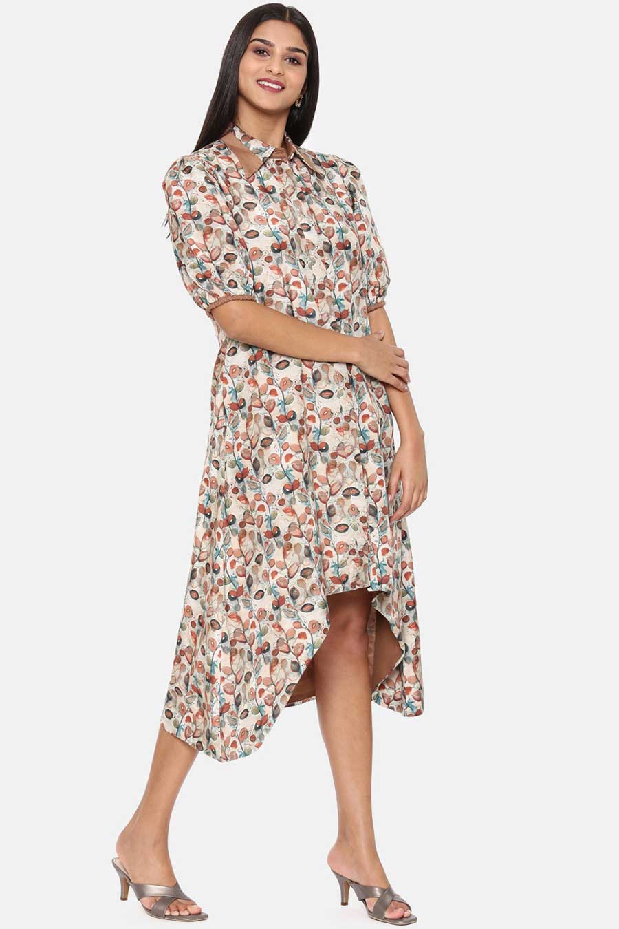 Multicolour Printed Muslin Dress