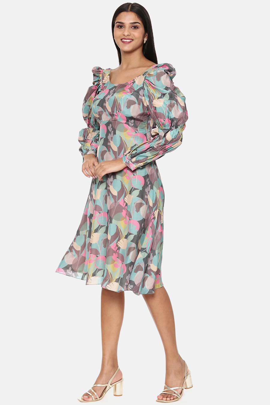 Multicolour Floral Print Muslin Dress
