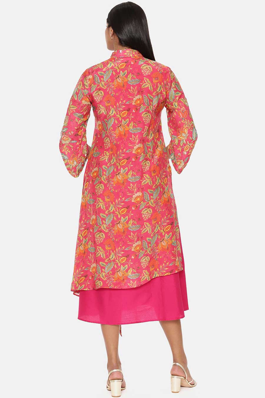 Pink Floral Print Dress
