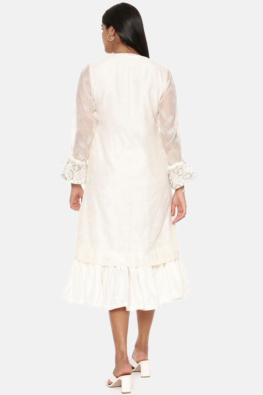 White Embroidered Chanderi Dress