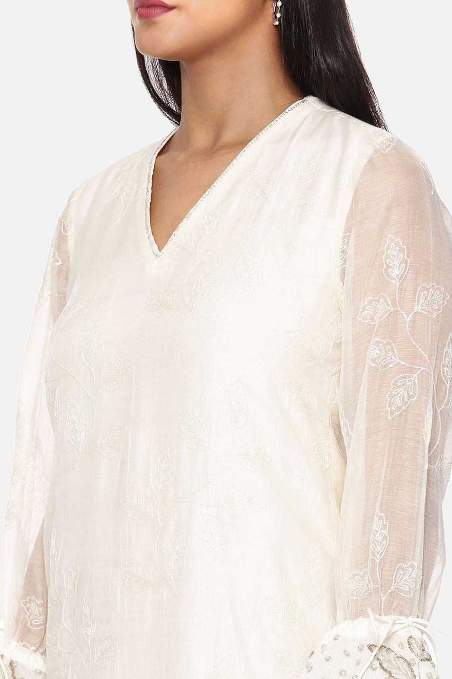White Embroidered Chanderi Dress