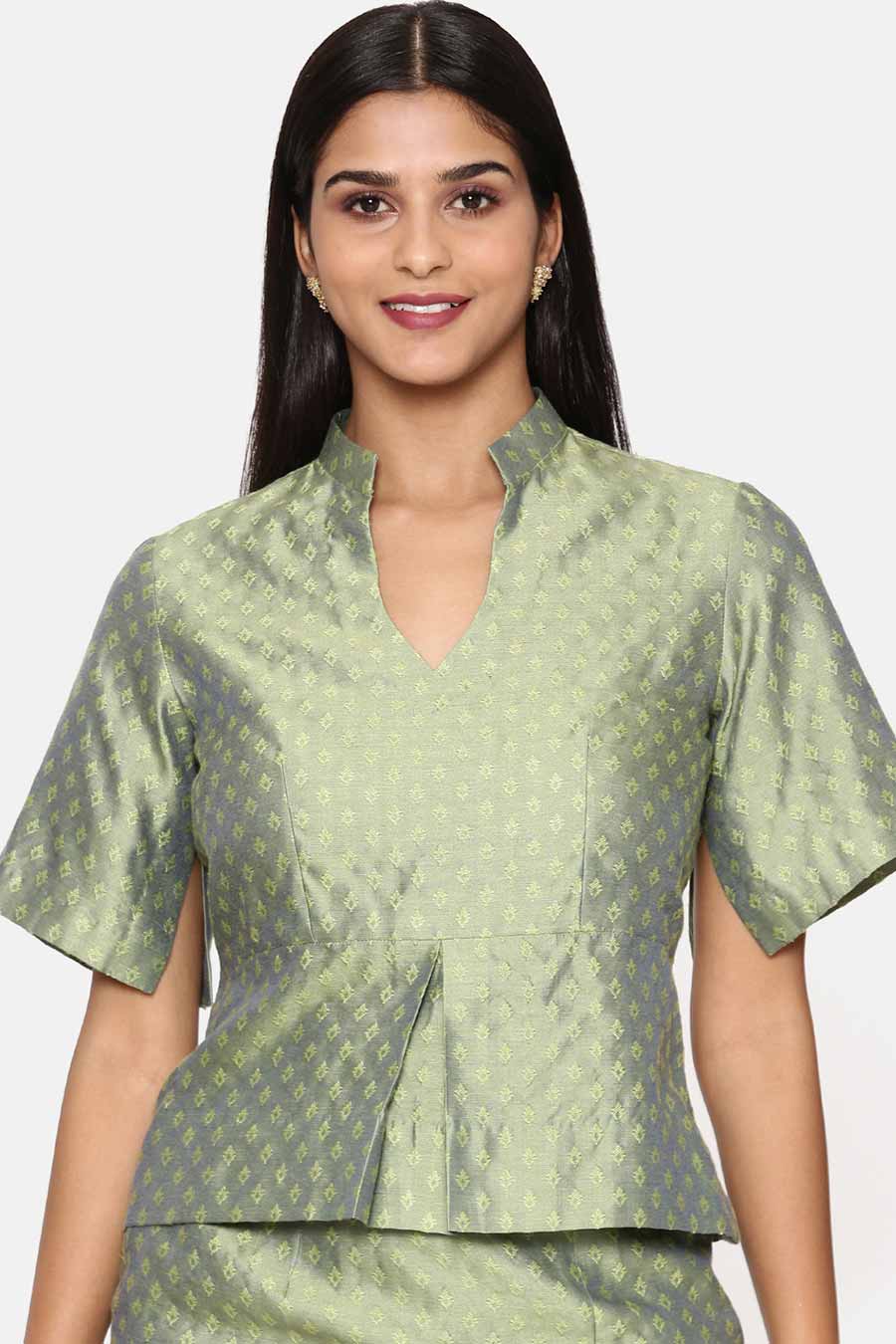 Green Silk Jacquard Co-Ord Set