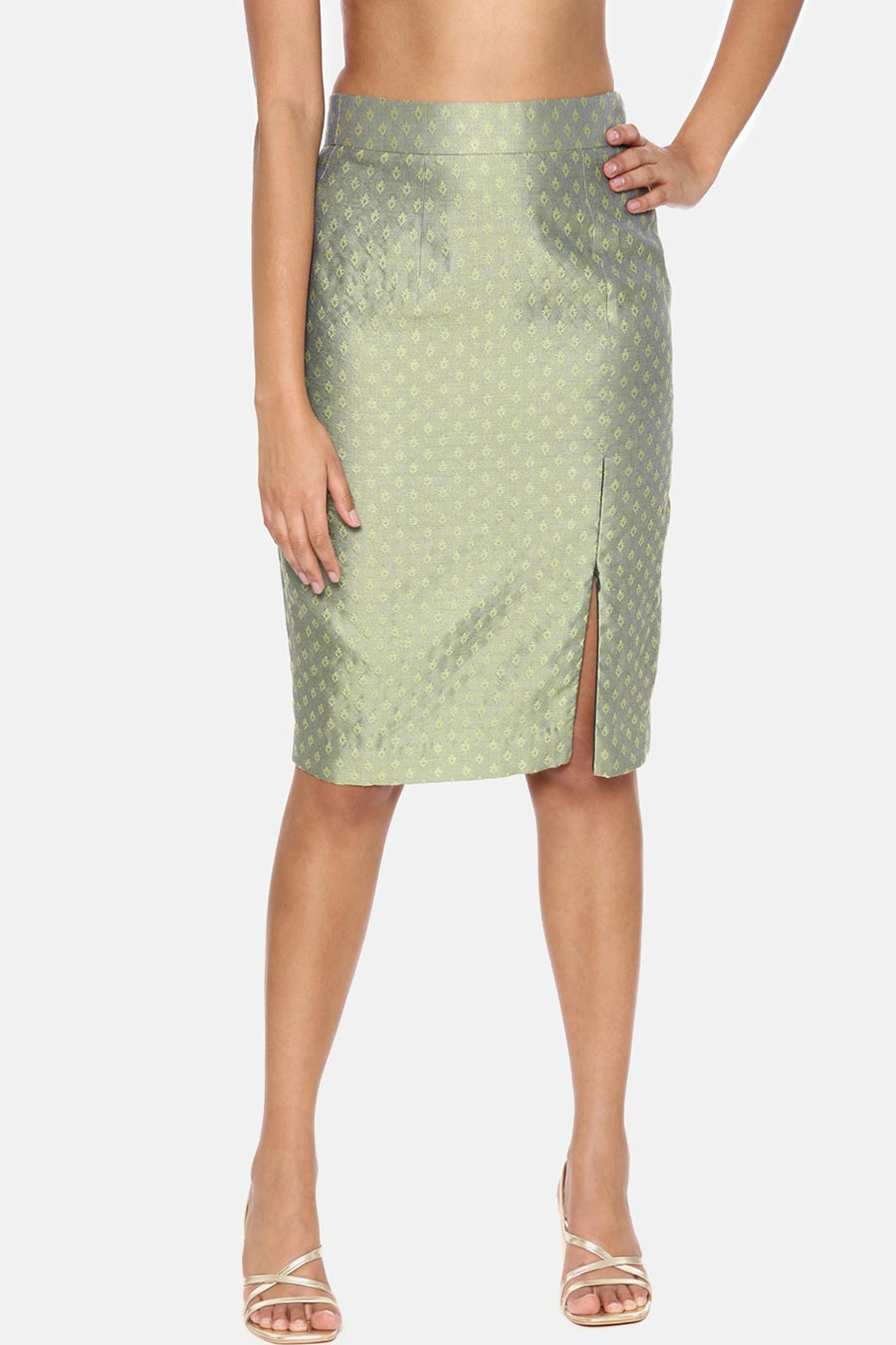 Green Silk Jacquard Co-Ord Set