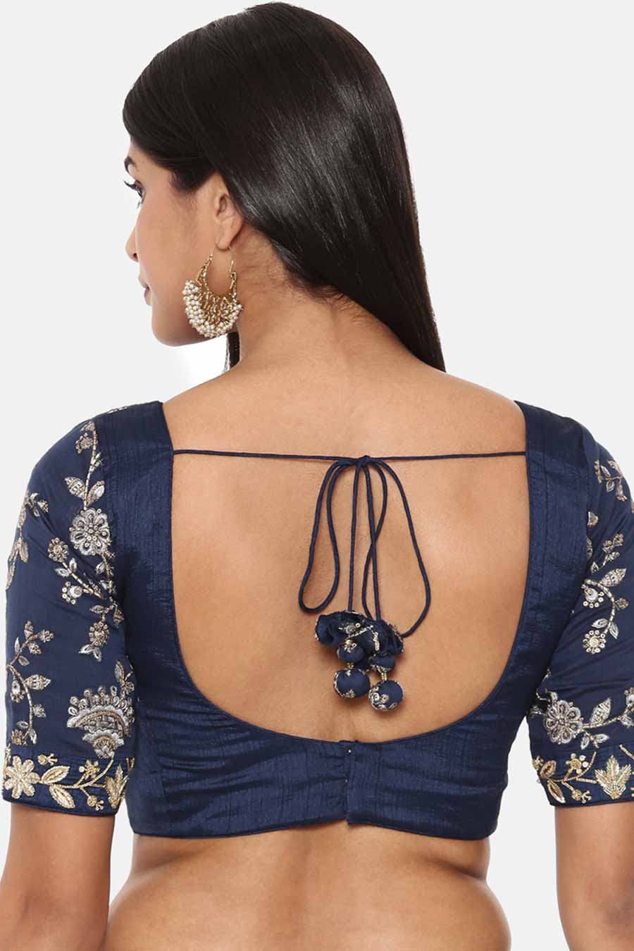 Blue Chanderi Embroidered Lehenga Set