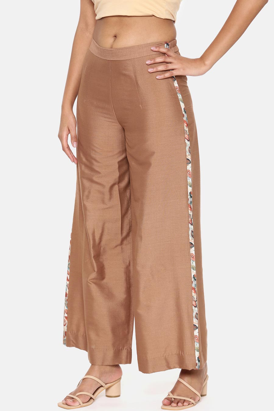 Brown Printed Silk Palazzo