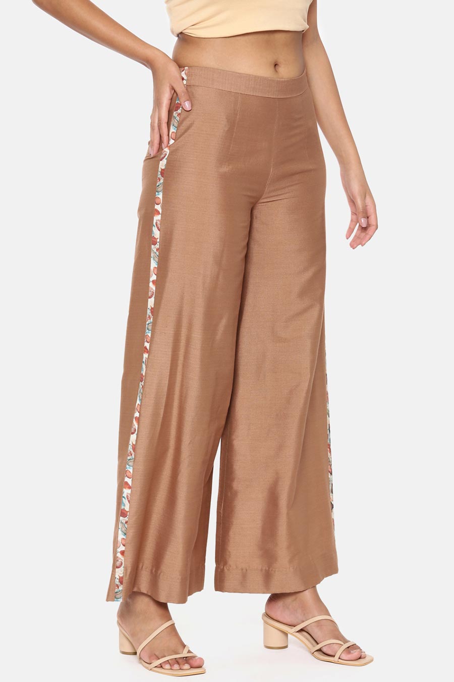 Brown Printed Silk Palazzo
