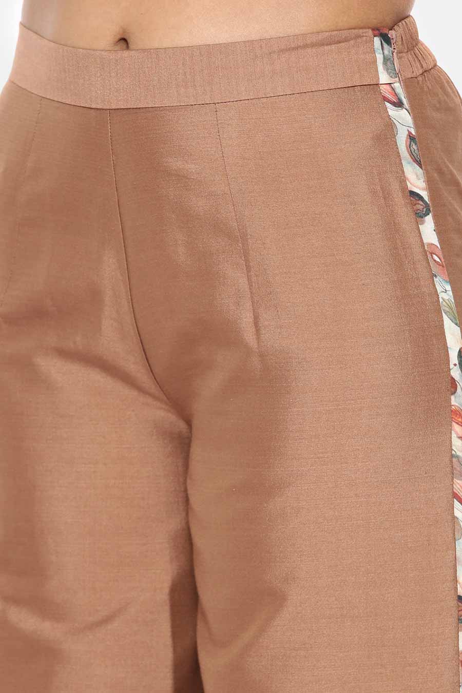 Brown Printed Silk Palazzo