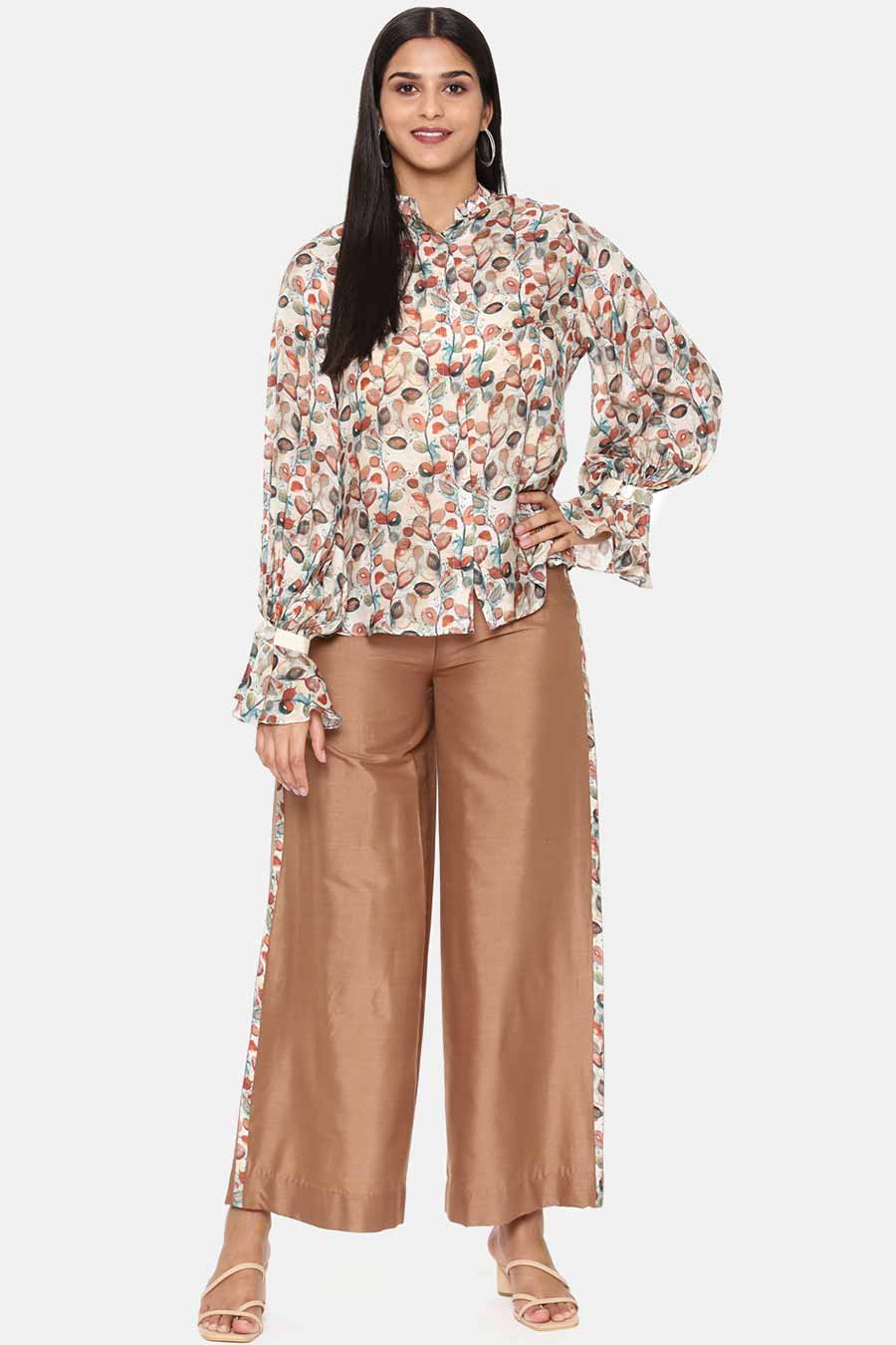 Brown Printed Silk Palazzo