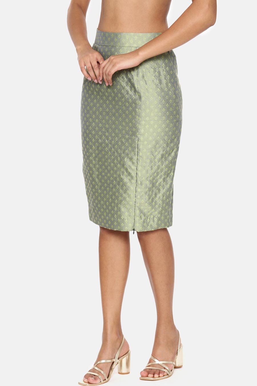 Green Silk Jaquard Skirt