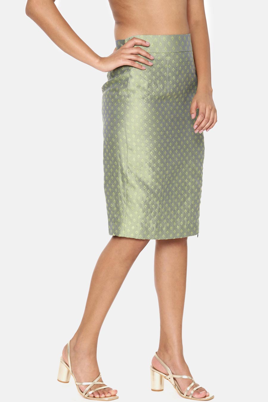 Green Silk Jaquard Skirt