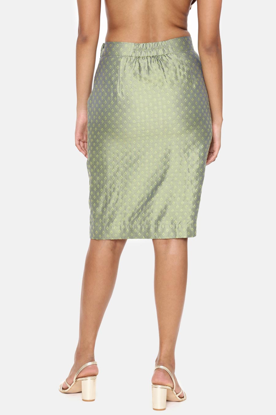 Green Silk Jaquard Skirt