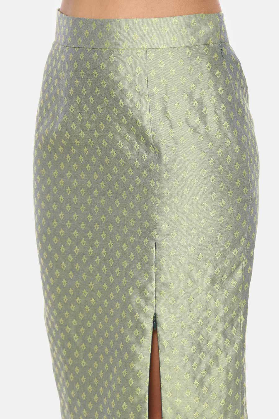 Green Silk Jaquard Skirt