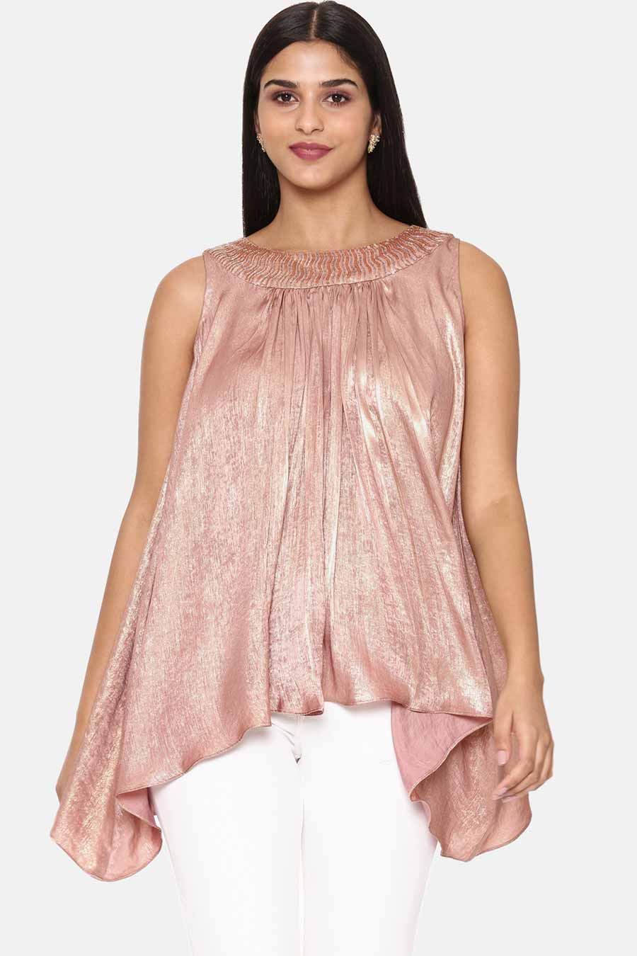 Pink Gold Foil Print Top