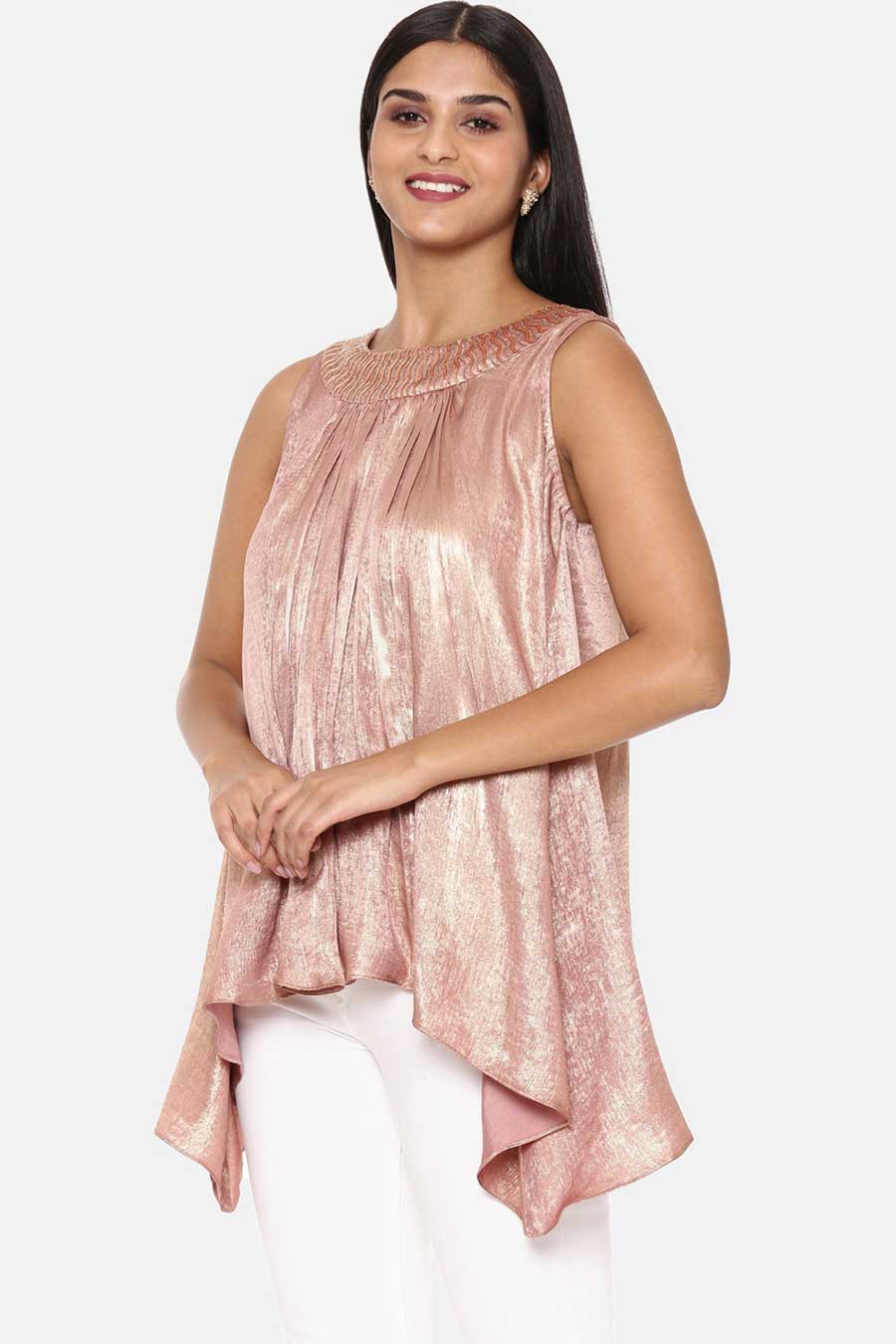 Pink Gold Foil Print Top