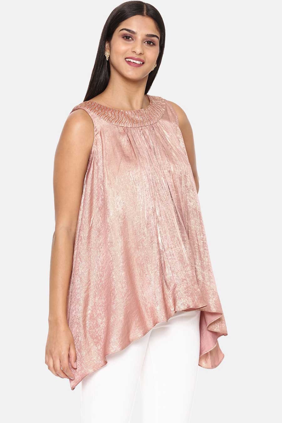 Pink Gold Foil Print Top