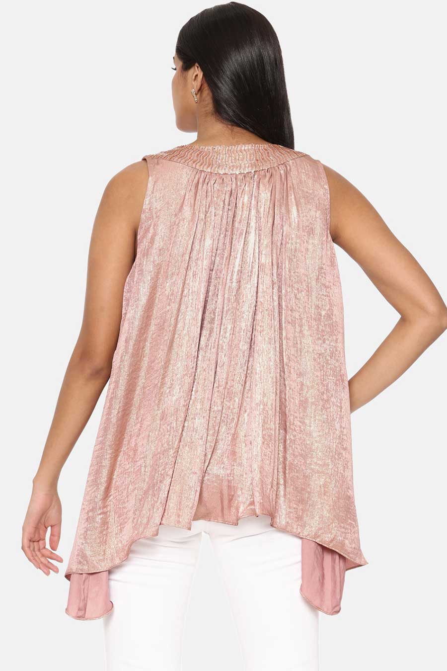 Pink Gold Foil Print Top