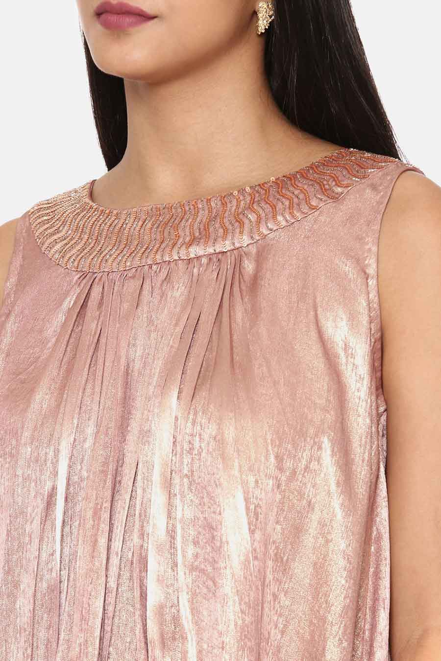 Pink Gold Foil Print Top