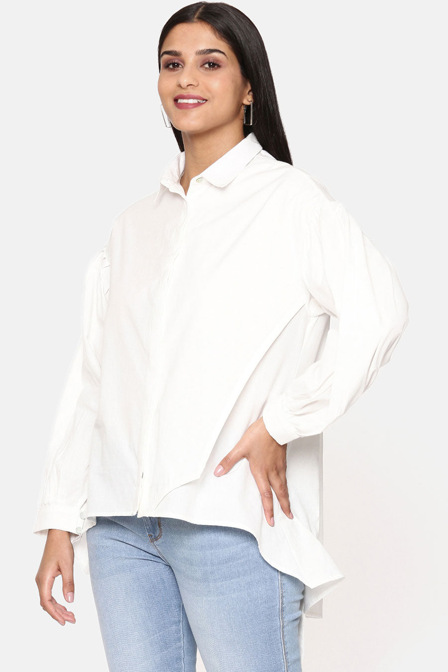White Asymmetric Cotton Shirt