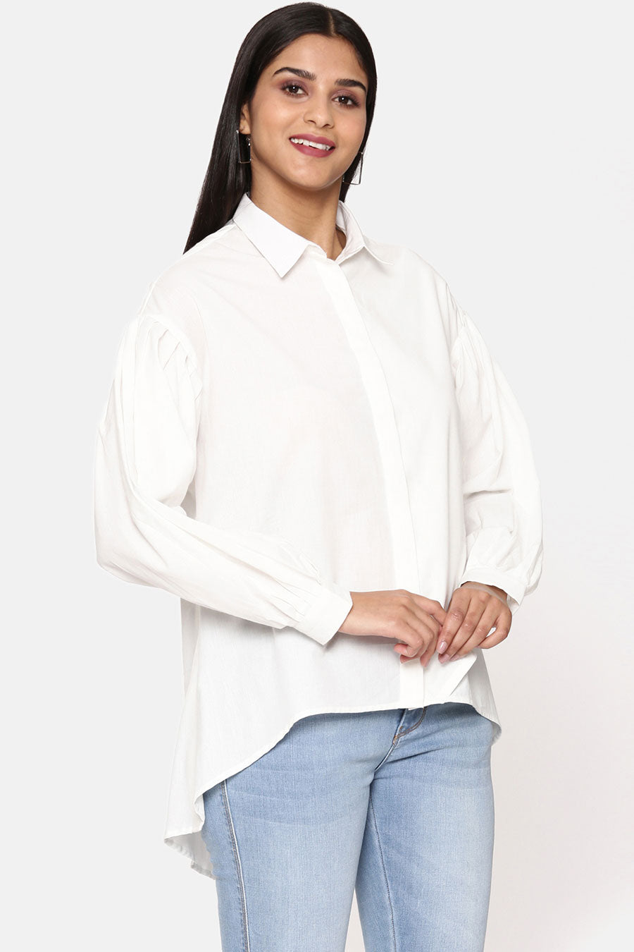 White Asymmetric Cotton Shirt