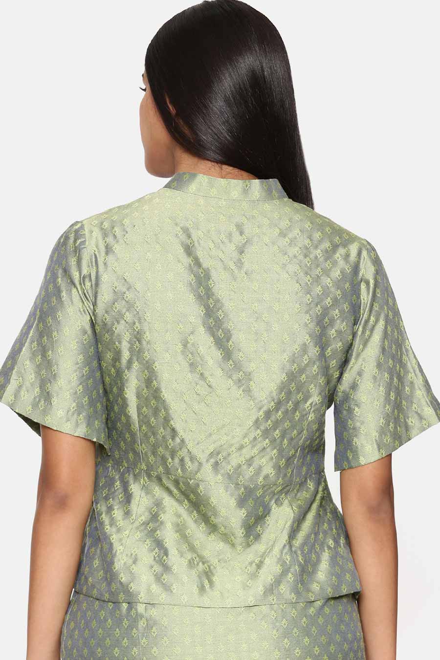 Green Silk Jaquard Top