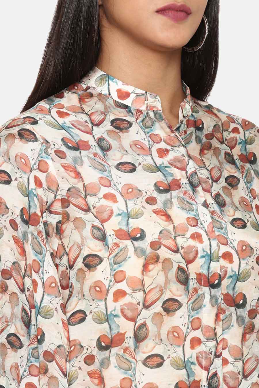 Brown Printed Muslin Shirt