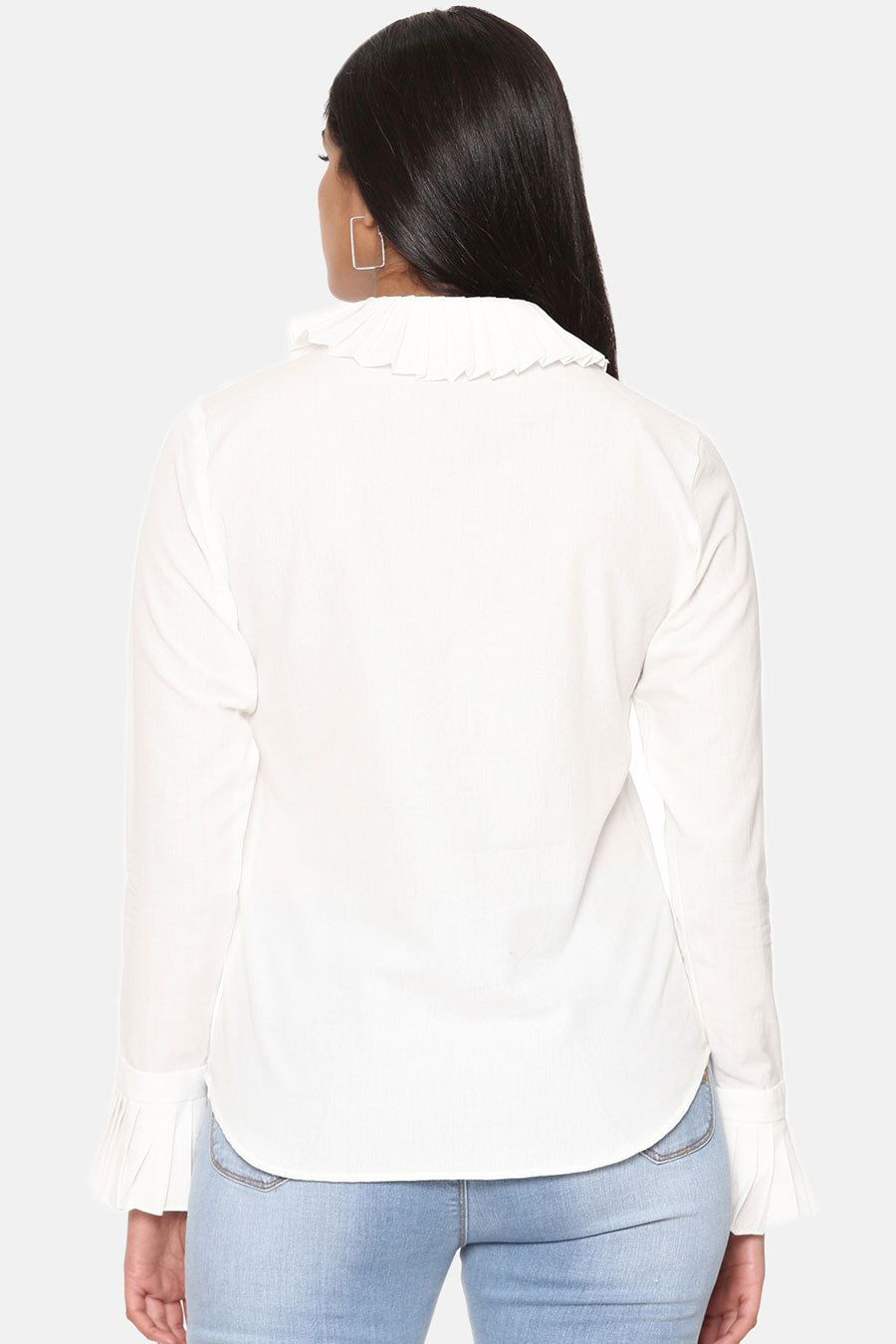 White Pleated Cotton Shirt