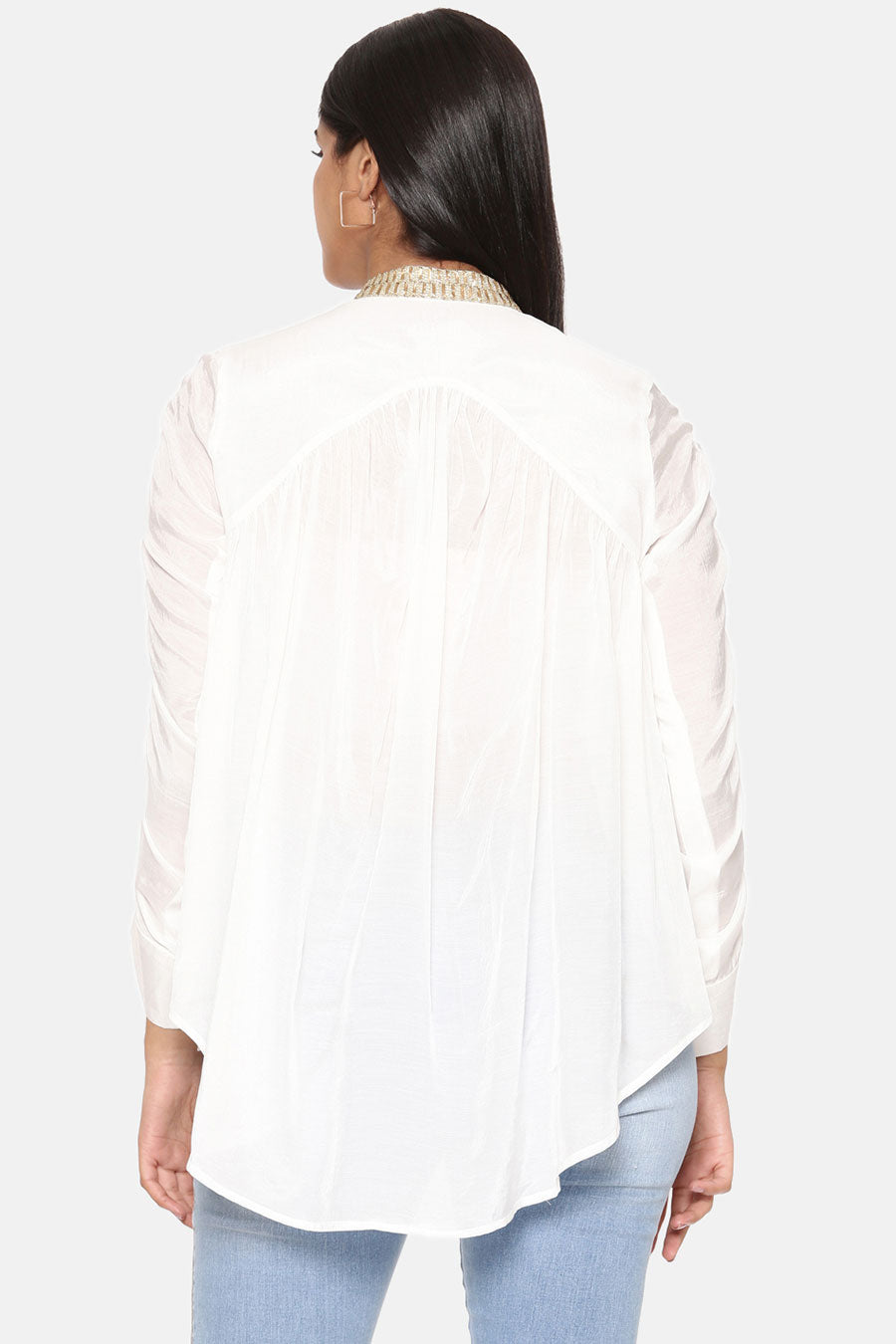 White Embroidered Muslin Shirt