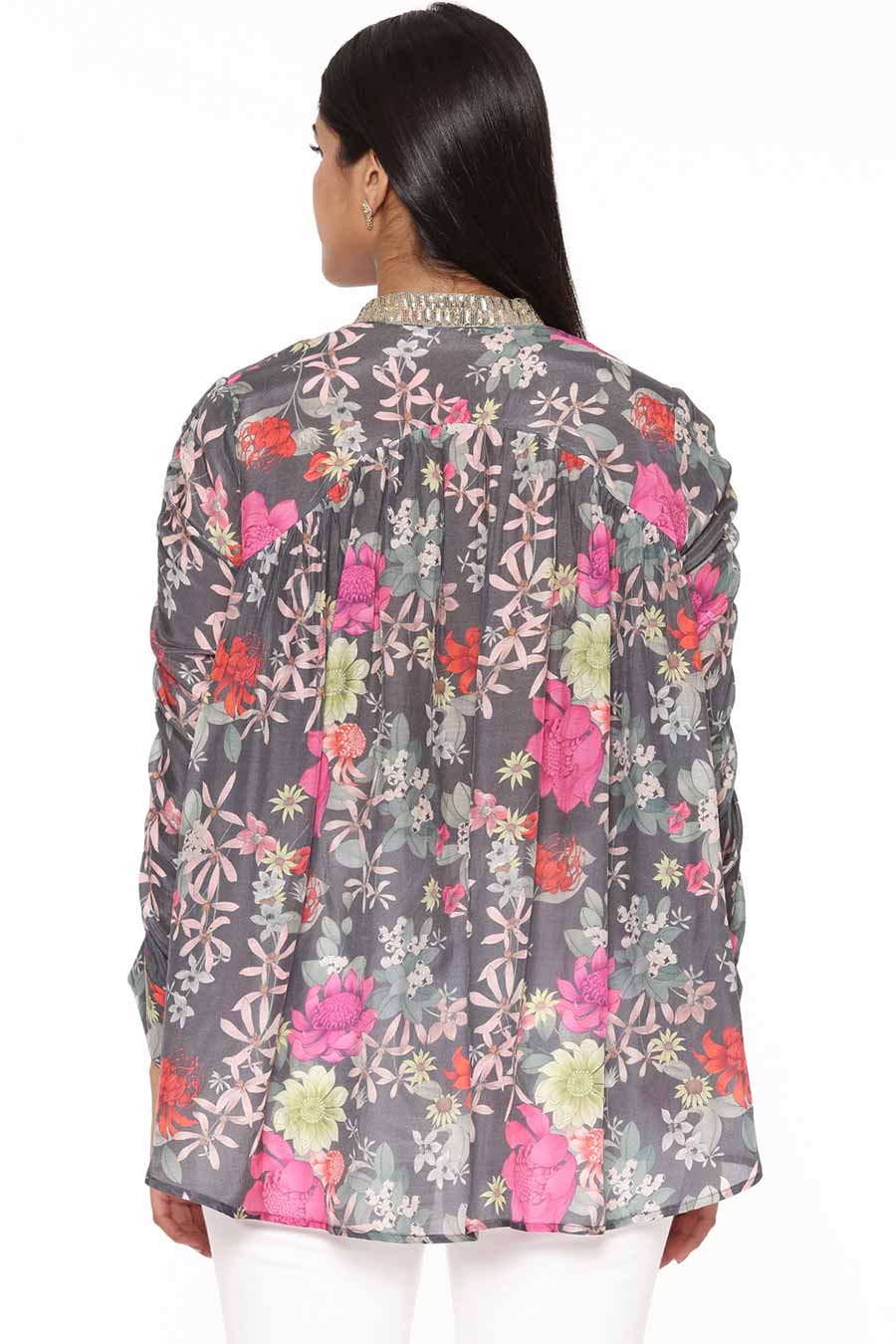 Grey Floral Print Shirt