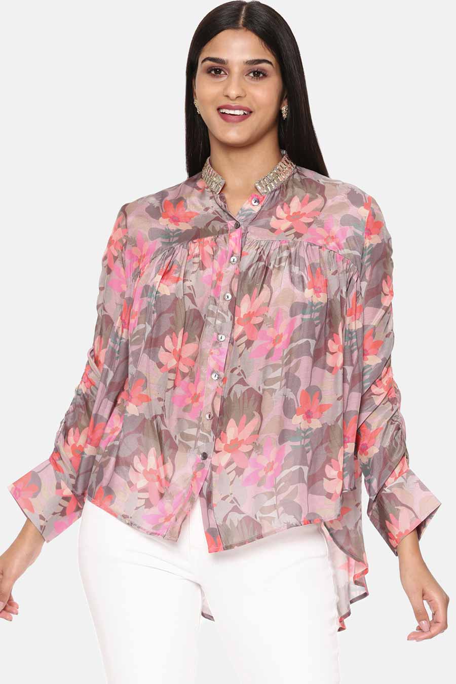 Multicolour Printed Muslin Shirt