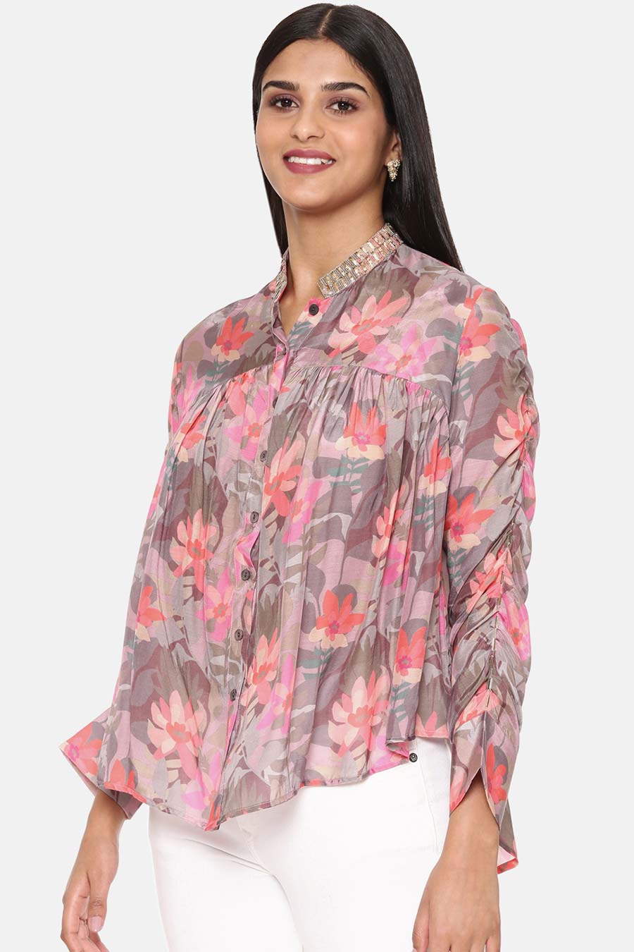 Multicolour Printed Muslin Shirt