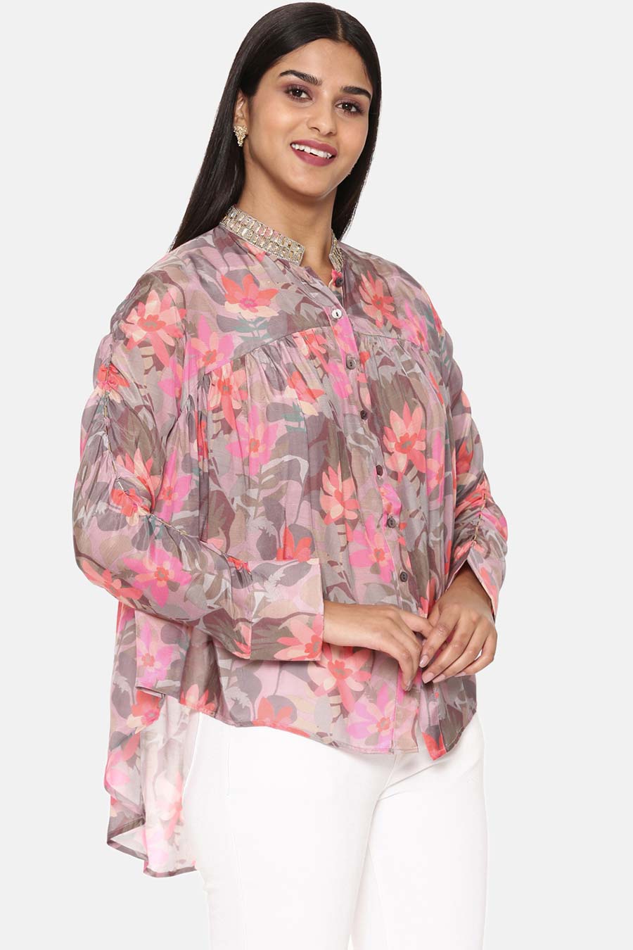 Multicolour Printed Muslin Shirt